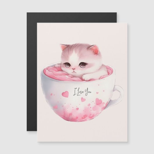 Kawaii Roze Chibi Cat met een teugelkruid (Voorkant / Achterkant)