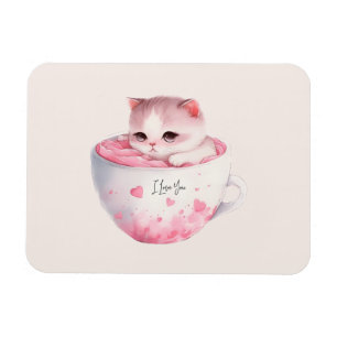 Kawaii Roze Chibi Cat met een teugelkruid Magneet