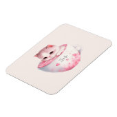 Kawaii Roze Chibi Cat met een teugelkruid Magneet (Linkerzijde)