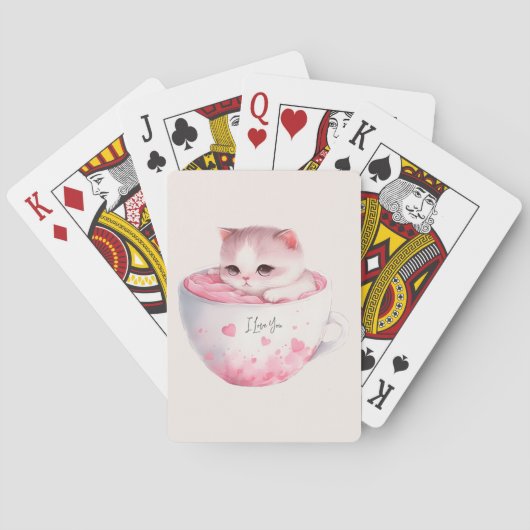 Kawaii Roze Chibi Cat met een teugelkruid Pokerkaarten (Achterkant)