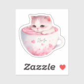 Kawaii Roze Chibi Cat met een teugelkruid Sticker (Vel)