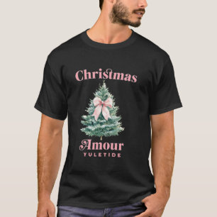 Kawaii Roze Coquette Kerstboom en Bow Amore T-shirt