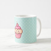 Kawaii Roze Cupcake en de Leuke Blauwe Stippen van Koffiemok (Voorkant rechts)