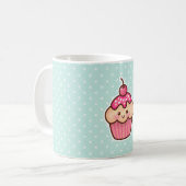 Kawaii Roze Cupcake en de Leuke Blauwe Stippen van Koffiemok (Voorkant links)