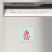 Kawaii Roze Cupcake en de Leuke Blauwe Stippen van Magneet (Insitu (Vaatwasser))