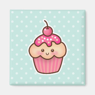 Kawaii Roze Cupcake en de Leuke Blauwe Stippen van Magneet