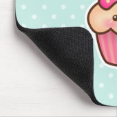 Kawaii Roze Cupcake en de Leuke Blauwe Stippen van Muismat (Hoek)