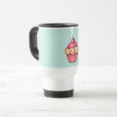 Kawaii Roze Cupcake en de Leuke Blauwe Stippen van Reisbeker (Voorkant links)