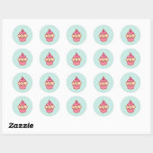 Kawaii Roze Cupcake en de Leuke Blauwe Stippen van Ronde Sticker (Vel)