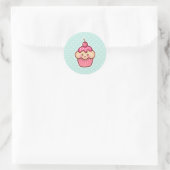 Kawaii Roze Cupcake en de Leuke Blauwe Stippen van Ronde Sticker (Tas)