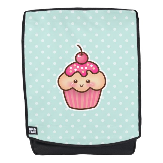 Kawaii Roze Cupcake en de Leuke Blauwe Stippen van Rugtassen (Voorkant)