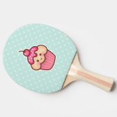 Kawaii Roze Cupcake en de Leuke Blauwe Stippen van Tafeltennisbatje (Zijkant)