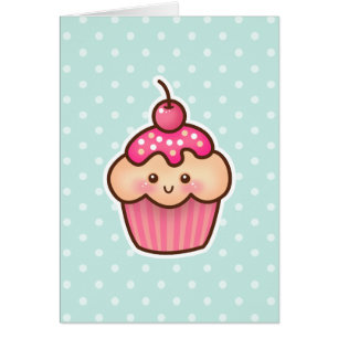 Kawaii Roze Cupcake en Schattigee Mint Blauwe Polk