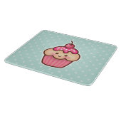 Kawaii Roze Cupcake en Schattigee Mint Blauwe Polk Snijplank (Hoek)