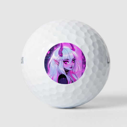 Kawaii roze demon meisje golfballen (Voorkant)