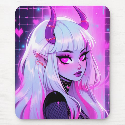 Kawaii roze demon meisje muismat (Voorkant)