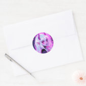Kawaii roze demon meisje ronde sticker (Envelop)