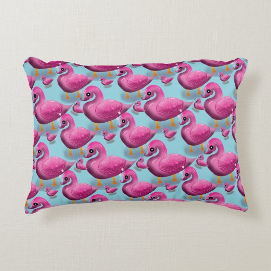 Kawaii Roze Eend Patroon – Schattige Esthetische M Accent Kussen (Voorkant)