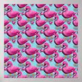 Kawaii Roze Eend Patroon – Schattige Esthetische M Poster (Voorkant)