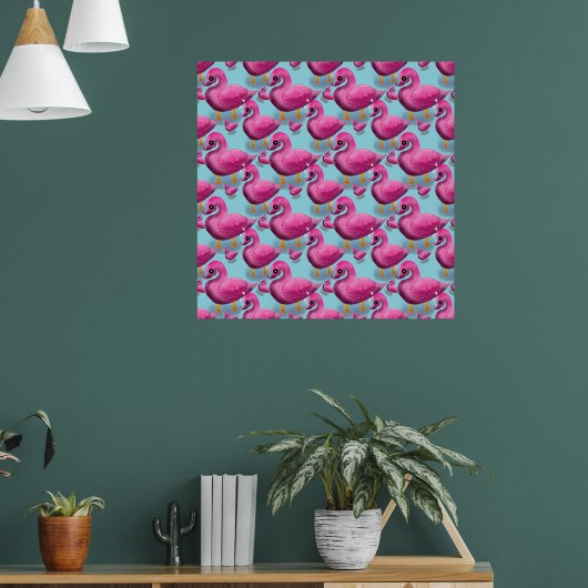 Kawaii Roze Eend Patroon – Schattige Esthetische M Poster (Woonkamer 1)