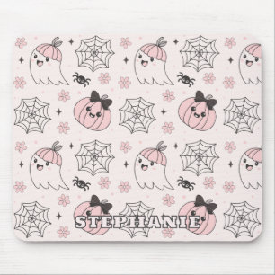 Kawaii Roze Halloween Patroon met Geest, Pompoen Muismat