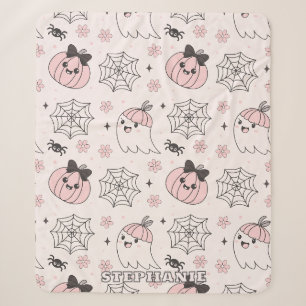 Kawaii Roze Halloween Patroon met Geest, Pompoen Sherpa Deken