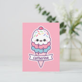 Kawaii Roze ijskap Briefkaart (Staand voorkant)
