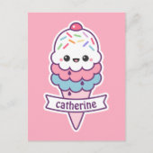Kawaii Roze ijskap Briefkaart (Voorkant)