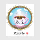 Kawaii roze kattenbeker van koffie. Koffie eerst Sticker (Vel)