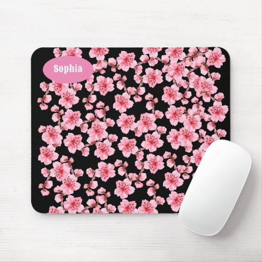 kawaii roze kersen bloesems muismat (Met muis)