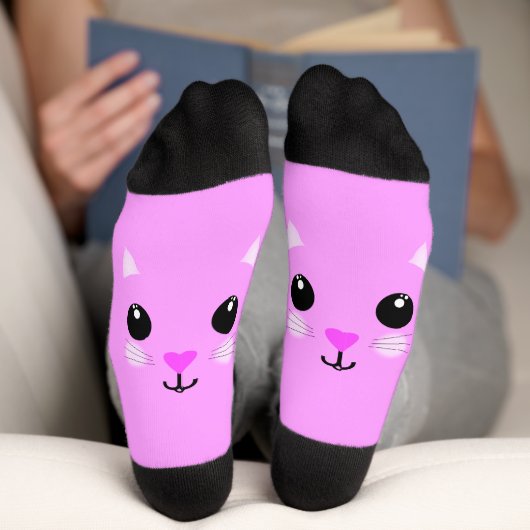 Kawaii Roze Kitten Sokken (Onderkant)