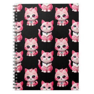 Kawaii Roze Kitty Cats Ontwerp Notitieboek