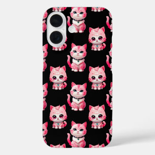 Kawaii Roze Kitty Katten Ontwerp  iPhone 16 Hoesje