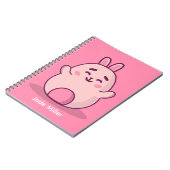 Kawaii roze konijn gepersonaliseerde naam notitieboek (Linkerzijde)