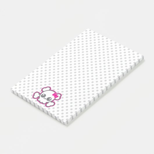 Kawaii roze lint schedel post-it® notes (Schuin)
