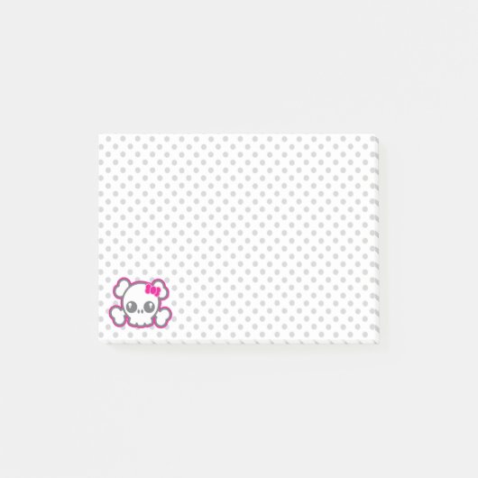 Kawaii roze lint schedel post-it® notes (Voorkant)