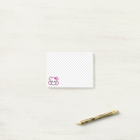 Kawaii roze lint schedel post-it® notes (Op bureau)