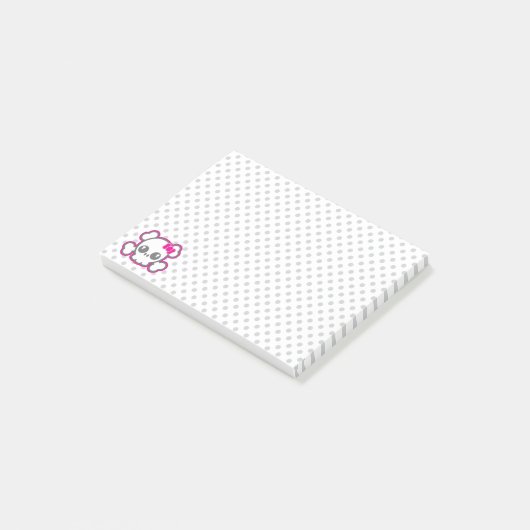 Kawaii roze lint schedel post-it® notes (Schuin)
