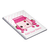 Kawaii roze melkkarton met aardbeien notitieboek (Rechterzijde)