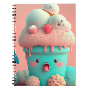 Kawaii roze notitieboek van schattig ijs