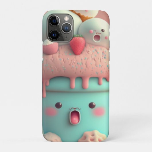 Kawaii roze notitieboek van schattig ijs Case-Mate iPhone case (Achterkant)
