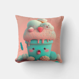Kawaii roze notitieboek van schattig ijs kussen