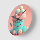 Kawaii roze notitieboek van schattig ijs ronde klok (Hoek)