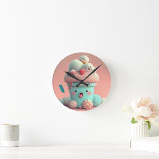 Kawaii roze notitieboek van schattig ijs ronde klok (Huis)