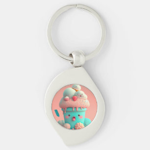 Kawaii roze notitieboek van schattig ijs sleutelhanger