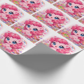 Kawaii Roze Pony Chibi Kunst Inpakpapier (Hoek)