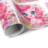 Kawaii Roze Pony Chibi Kunst Inpakpapier (Rol Hoek)