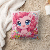 Kawaii Roze Pony Chibi Kunst Kussensloop Kussen (Deken)