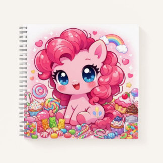 Kawaii Roze Pony Chibi Kunst Notitieboek