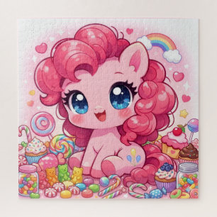 Kawaii Roze Pony Chibi Kunst Puzzel